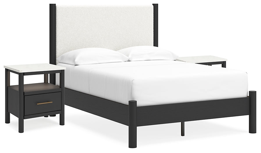 Ashley Express - Cadmori Full Upholstered Panel Bed with 2 Nightstands
