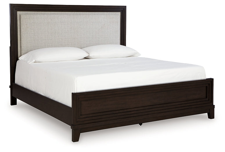 Neymorton Queen Upholstered Panel Bed with Dresser