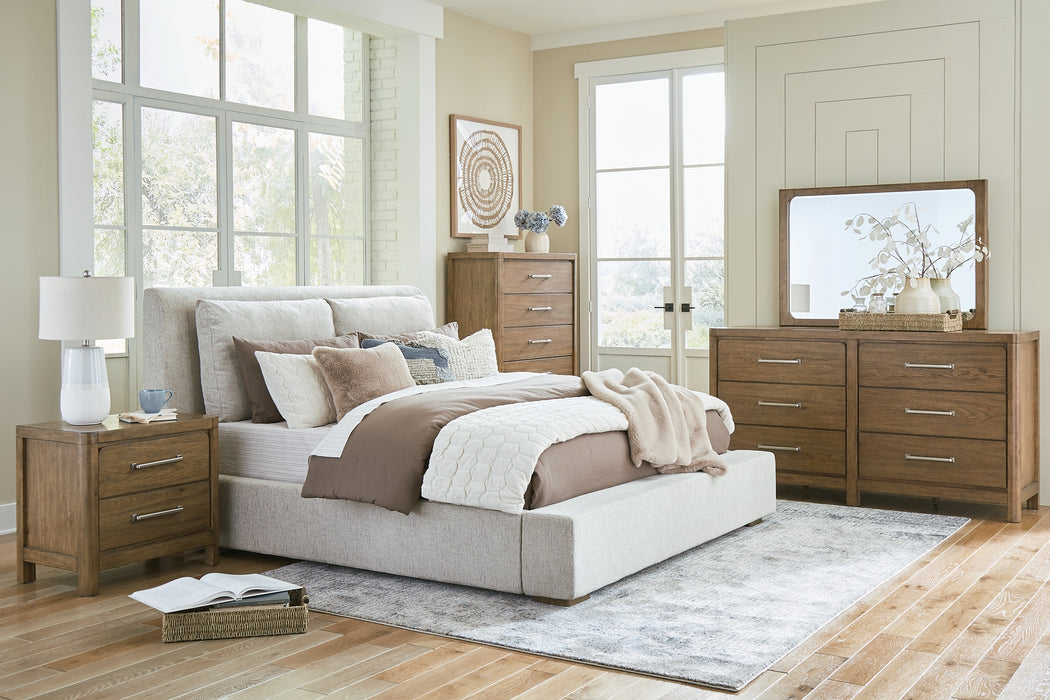 Cabalynn California King Upholstered Bed with Dresser, Chest and 2 Nightstands
