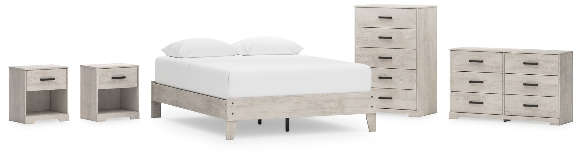 Ashley Express - Shawburn Queen Platform Bed with Dresser, Chest and 2 Nightstands