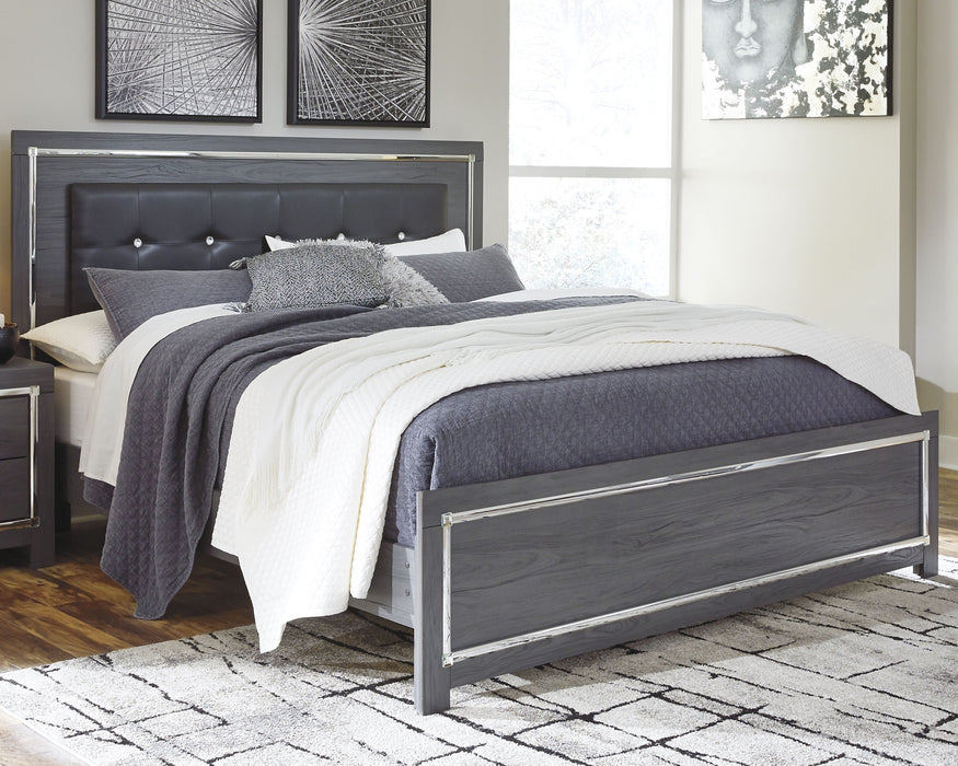 Lodanna King Panel Bed with Mirrored Dresser and Nightstand