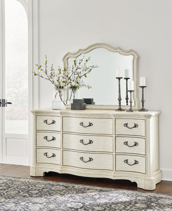 Arlendyne King Upholstered Bed with Mirrored Dresser