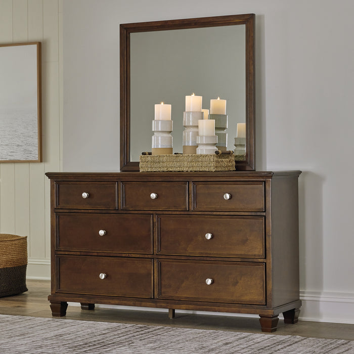 Danabrin King Panel Bed with Mirrored Dresser and 2 Nightstands