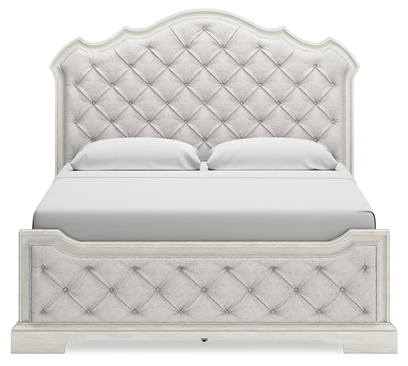 Arlendyne California King Upholstered Bed with Mirrored Dresser, Chest and Nightstand