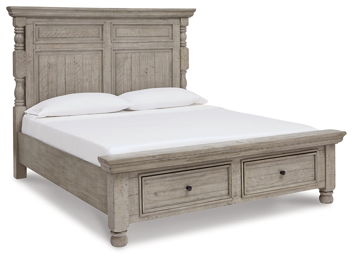 Harrastone Queen Panel Bed with Mirrored Dresser and Chest